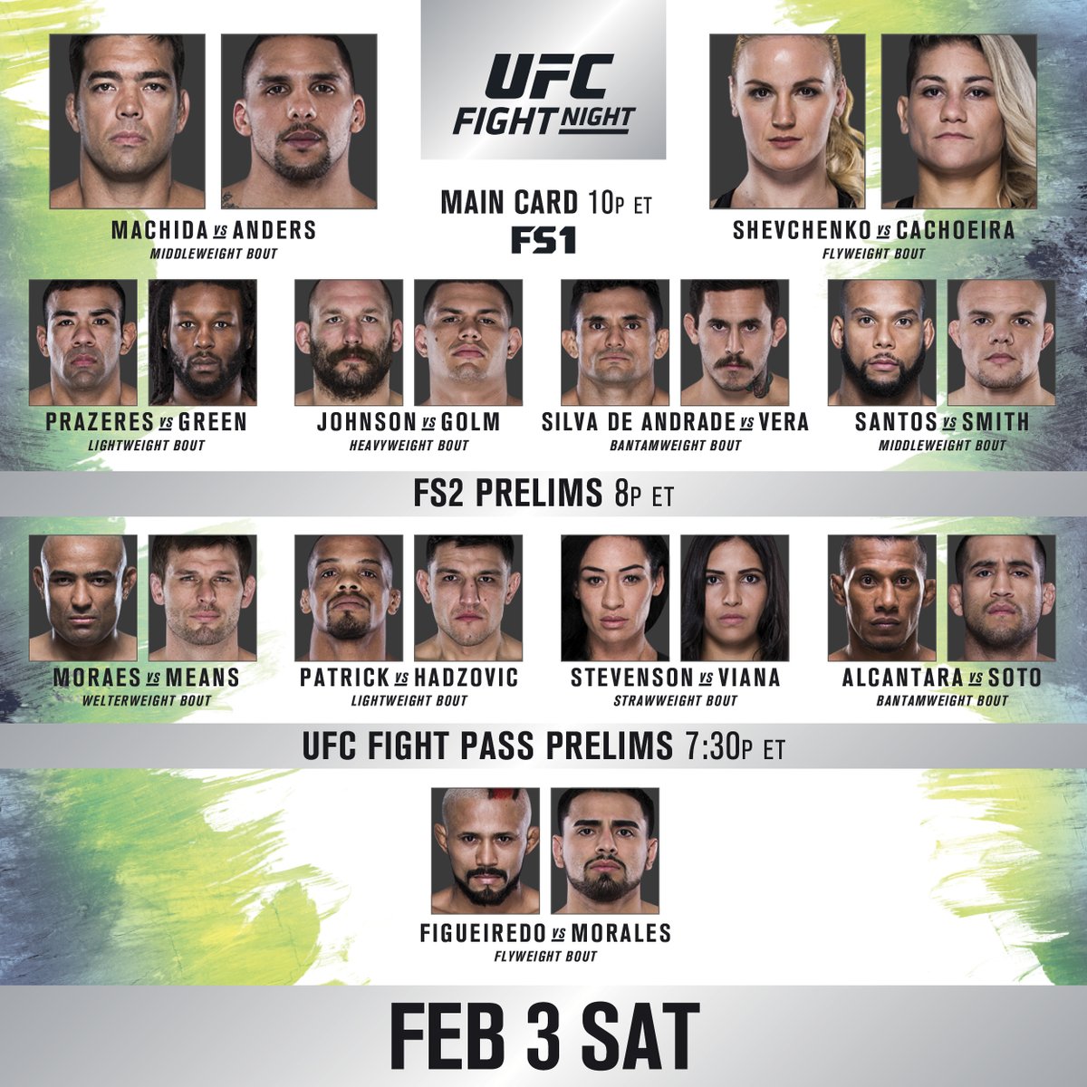 Pic: Poster for UFC Fight Night 125: 'Machida vs Anders' on Feb. 3