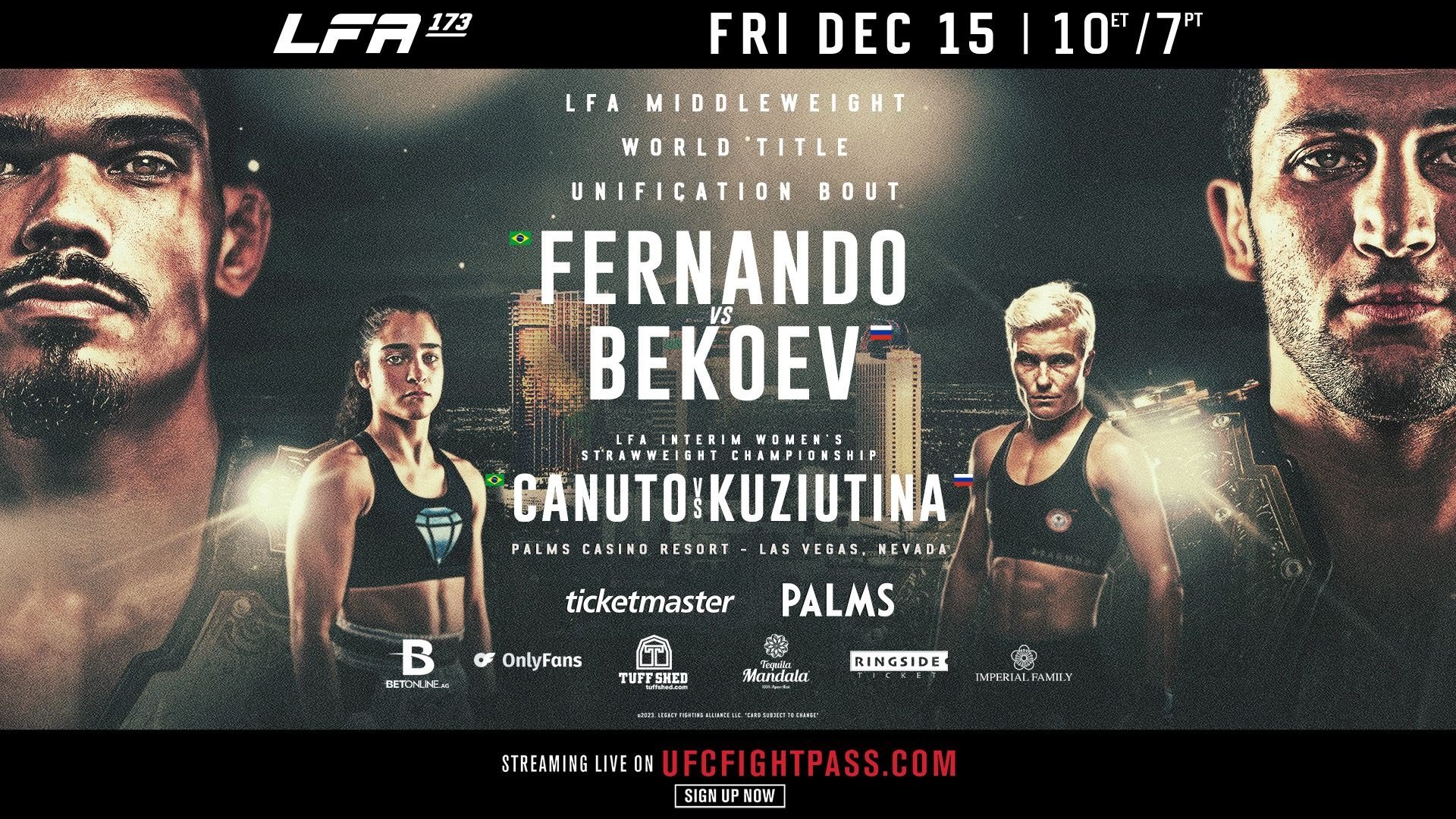 Opening Betting Odds for LFA 173: Fernando vs. Bekoev - MMAOddsBreaker